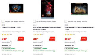 Tot 27% korting op LEGO eyecatchers zoals o.a. van LEGO Botanicals & Art bij Bol
