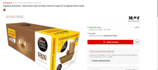 48x Cápsulas Dolce Gusto Café con Leche por 8.57€