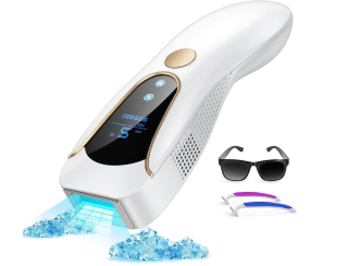 Depiladora Laser IPL AMINZER 3 en 1 con Función de Enfriamiento por 29,91€ HR/RA/SC,9 Nivel de Energía, 999.900 Luz Pulsada + accesorios
