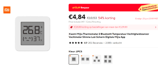 Xiaomi Mi Bluetooth Thermometer en Hygrometer 2 voor €4,84 bij AliExpress