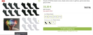 30 paar TASTIQ Sneakersokken voor dames en heren voor €33,30 bij Oulet46