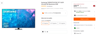 Televisor Samsung TQ55Q77CATXXC 55" QLED UltraHD 4K Quantum HDR por 699€