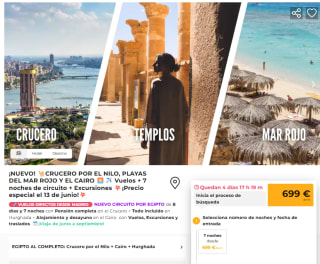 Crucero por el Nilo, Playas del Mar Rojo y el Cairo Vuelos + 7 noches de circuito + Excursiones.de junio a septiembre por 699€