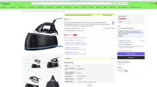 Centro de planchado ultrapotente Jocca con suela de cerámica Silver MAX ultradeslizante depósito de 2L potencia de 2400W por 44,40€