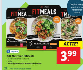 Diverse XXL Nutrition Fitmeals voor €3,99 bij de Lidl