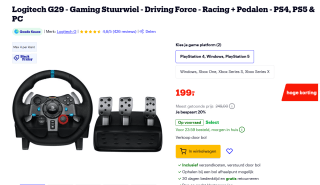 Logitech G29 - Gaming Stuurwiel - Driving Force - Racing + Pedalen voor €199 bij Bol