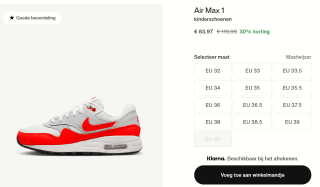 Nike air max 1 University Red Kinderschoenen voor €83,97 bij Nike