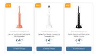 Better Toothbrush Elektrische tandenborstel met 2 opzetborstels voor €4,95 bij Bazta.com