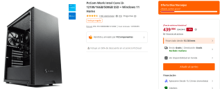 Ordenador PcCom Work Intel Core i3-12100/16GB/500GB SSD + Windows 11 Home por 439€