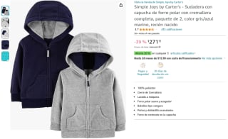 Pack 2 Sudaderas Simple Joys by Carter's por $271 en Amazon