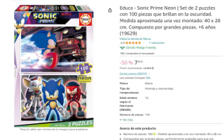 Set de 2 puzzles con 100 piezas de Sonic Prime Neon por 7,95€