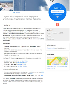 Esquí en Andorra: finde a pie de pistas y forfait desde 211€ pxp