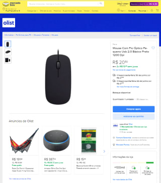 Mouse Óptico com Usb 2.0 de 1200 Dpi - R$ 20,50
