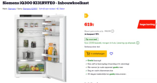 Siemens iQ300 KI31RVFE0 - Inbouwkoelkast voor €619 bij Bol