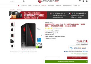 PC Intel Core i5-11400F 6x2.60GHz 16GB DDR4 RTX 3060 Ti 8GB 512GB M.2 SSD por 799€