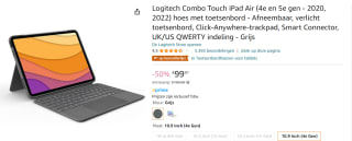 Logitech Combo Touch - Toetsenbord en foliobehuizing voor €99 bij Amazon