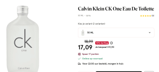 Calvin Klein CK One Eau De Toilette 50 ML voor €16,99 bij Kruidvat