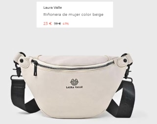 Riñonera de mujer color beige Laura Valle por 23€