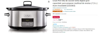 Crockpot olla de cocción lenta digital 7,5L CSC063X por 59.99€