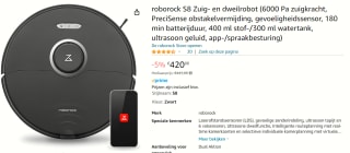 Roborock S8 - Robotstofzuiger - Zwart - met dweilfunctie voor €420 bij Amazon