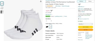 adidas Unisex Performance Cushioned Low Socks - £4.80
