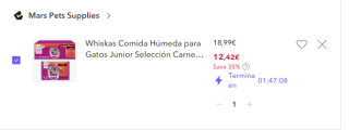 5,2 Kg de Whiskas Comida Húmeda para Gatos Junior Selección Carnes en multipack por solo 12,4€