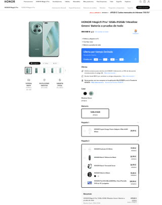 HONOR Magic 5 Pro 12GB+512GB por 629,10€