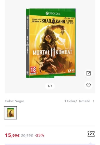 Mortal Kombat 11 Standard Edition Xbox One por 11,19€.