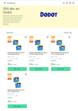 -35% de Descuento en pañales Dodot.