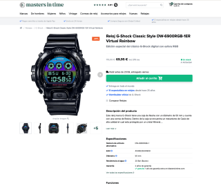 Reloj CASIO G-SHOCK Classic Style DW-6900RGB-1ER por solo 69,95€