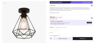 Plafón de Hierro Negro Vintage para Techo 25cm por 14,38€ (8,63€ usuario nuevo)