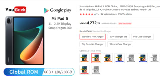 Xiaomi Mi Pad 5, ROM Global, 6GB/128GB por $4,272.71 en AliExpress