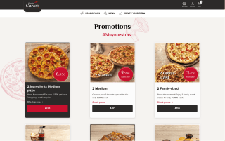 Pizza mediana con 2 ingredientes para recoger en Pizzería Carlos por 6,95€