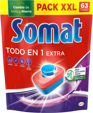 63 pastillas Somat Todo en 1 Pastillas Detergente para Lavavajillas por 9,46€