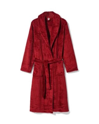 Badjas ribbels donkerrood voor €10,00 bij de Hema