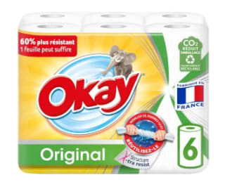 Paquet de 6 rouleaux d'essuie-tout Okay à 5,19€