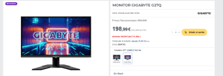 Monitor Gigabyte G27Q , QHD, 144Hz por 198,99€