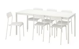VANGSTA ADDE Mesa y 6 sillas blanco/blanco 120/180cm por 171,93€