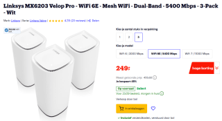 3-pack Linksys Velop Pro 6E voor €249 bij Bol