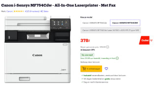 Canon i-SENSYS MF754Cdw all-in-one A4 laserprinter kleur met wifi (4 in 1) voor €378 bij Bol.com