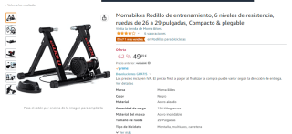 Momabikes Rodillo de entrenamiento, 6 niveles de resistencia por 49,99€