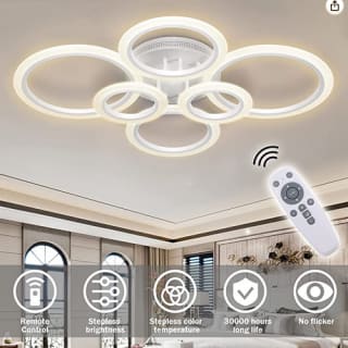 Plafón LED Moderno Regulable Control Remoto 6 Anillos Plafón 72W 6400LM