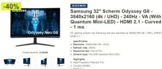 Samsung Odyssey Neo G8 S32BG850NP - 4K VA Curved 240Hz Gaming Monitor - 32 Inch voor €699 bij Proshop