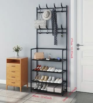 Estantería para zapatos de metal y perchero de 155cm por 6,69€