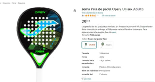 Joma Pala de pádel Open, Unisex Adulto por 29,95€
