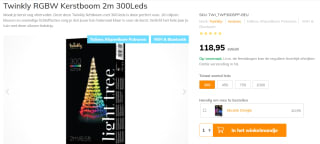 Twinkly RGBW Kerstboom 2m 300Leds voor €118,95 bij RobbShop