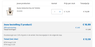 20% extra korting op 1 product naar keuze m.u.v. de speciale dagacties bij Trekpleister