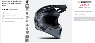 Casco de MotoCross Raven Airborne Split Negro-Gris por 49.99€