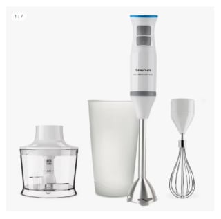 Batidora de mano multifunción 3 en 1 Taurus Bapi 1000 Rocket Plus Inox - 1200W, 20 velocidades ajustables + Turbo, anti-salpicaduras, taza medidora, taza picadora y emulsionador por 24.98€