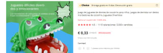 juegos de dentista con dedos mordedores de cocodrilo por 0,33€